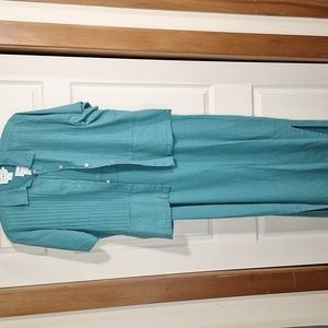Vintage Countrywear Casuals linen blend maxi tank dress with shacket - L - teal